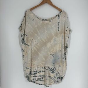 Hard Tail Oversized Tie-Dye Dolman Sleeve Top in Beige | Medium
